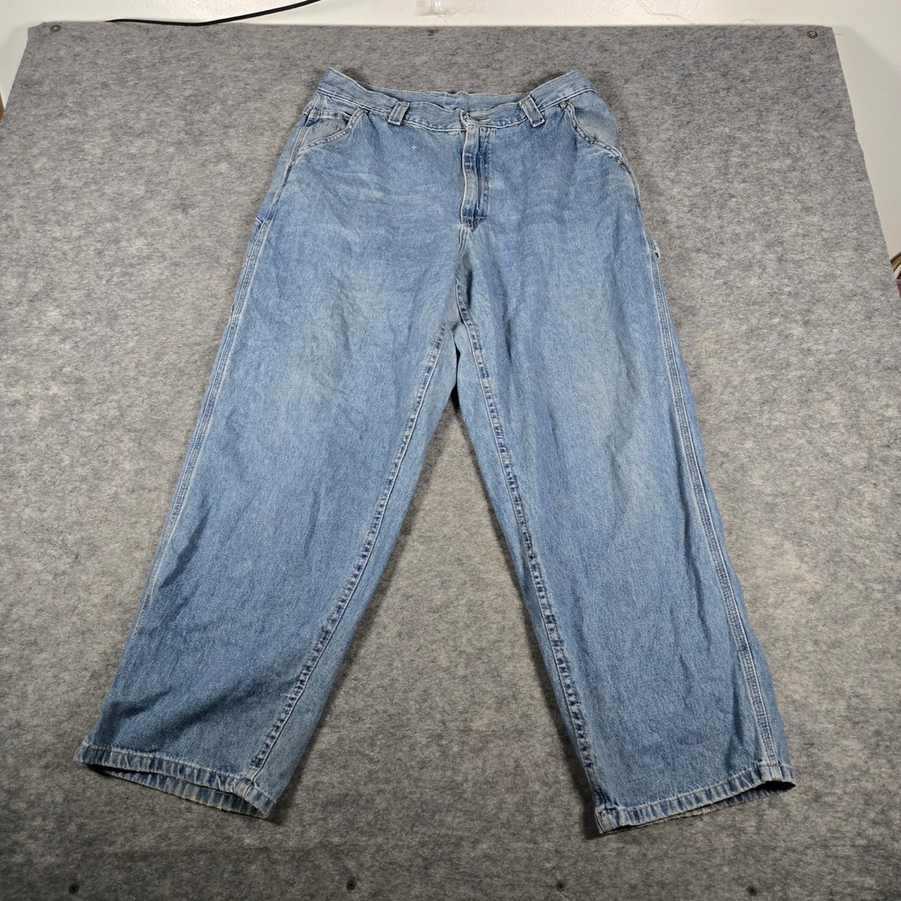 VTG 90s Lee Womens Blue Riveted Carpenter Workwear Jeans 14 PET